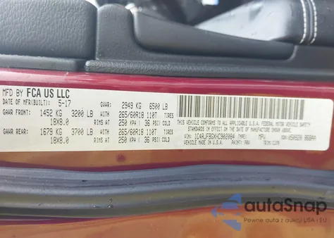 2017 Jeep Grand Cherokee Limited 4X4 z USA, uszkodzony, nr VIN 1C4RJFBGXHC902084